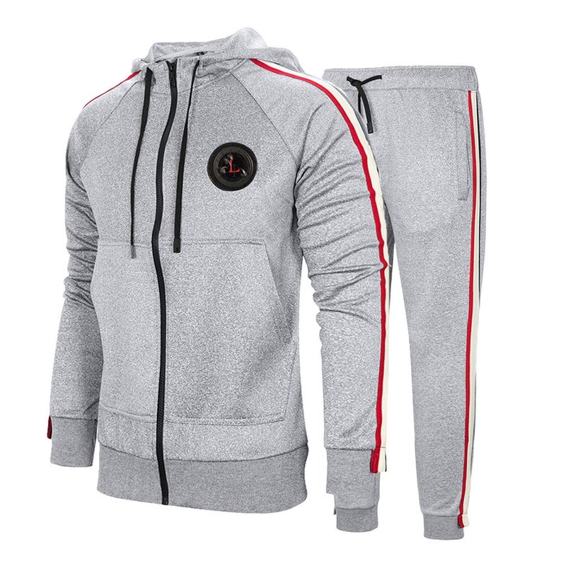 DUOFIER Mens Lightweight Soft and Durable Tracksuits and Sweatsuits, Gray-M - Image 1